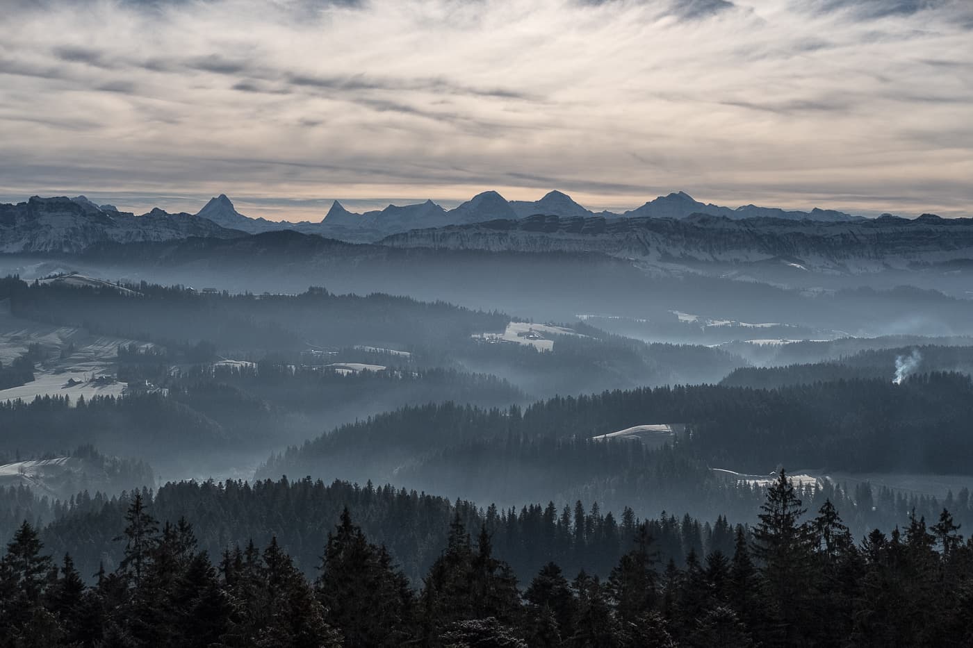 Aussicht auf die Alpen vom Emmental