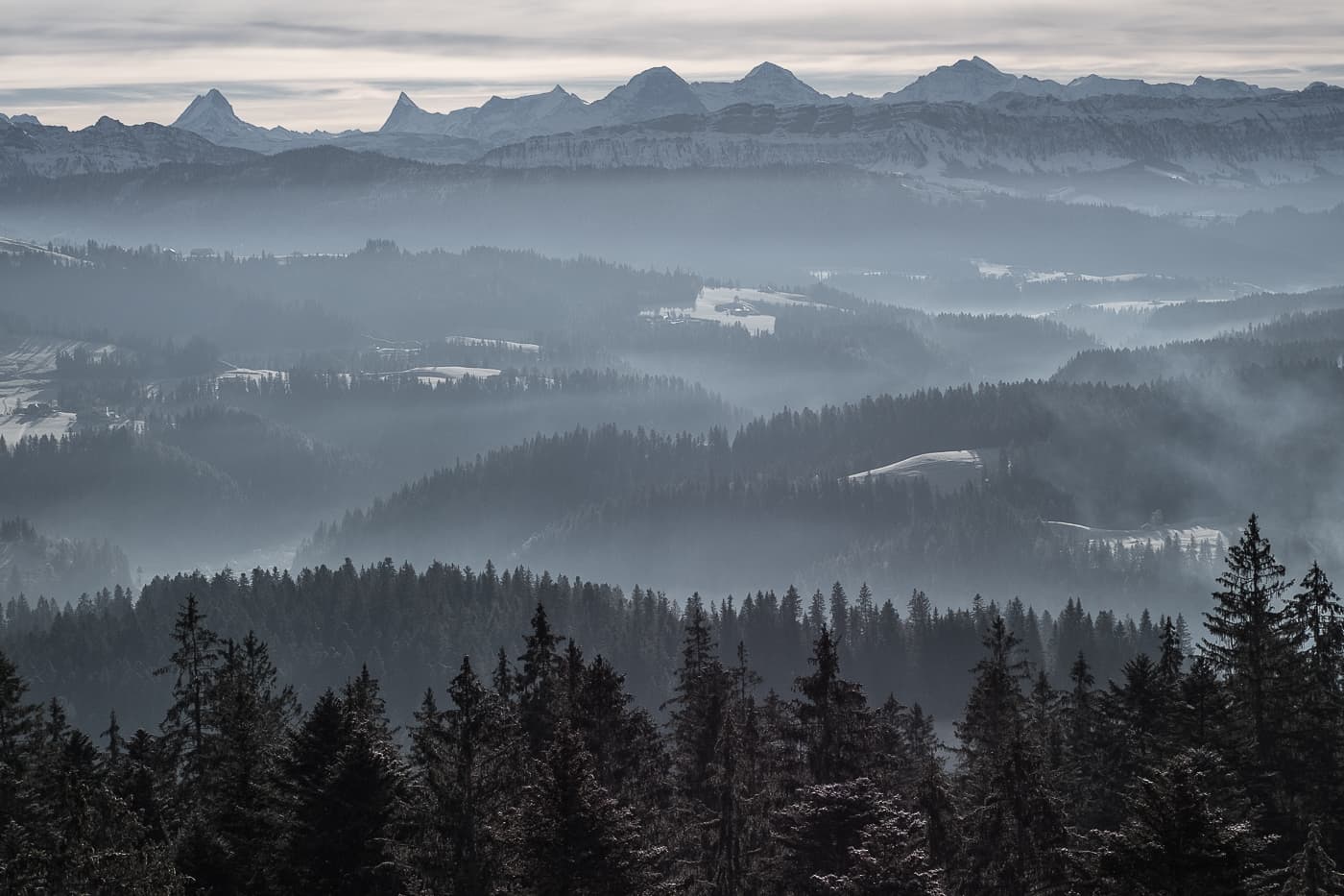 Aussicht vom Chuderhüsi Turm im Emmental