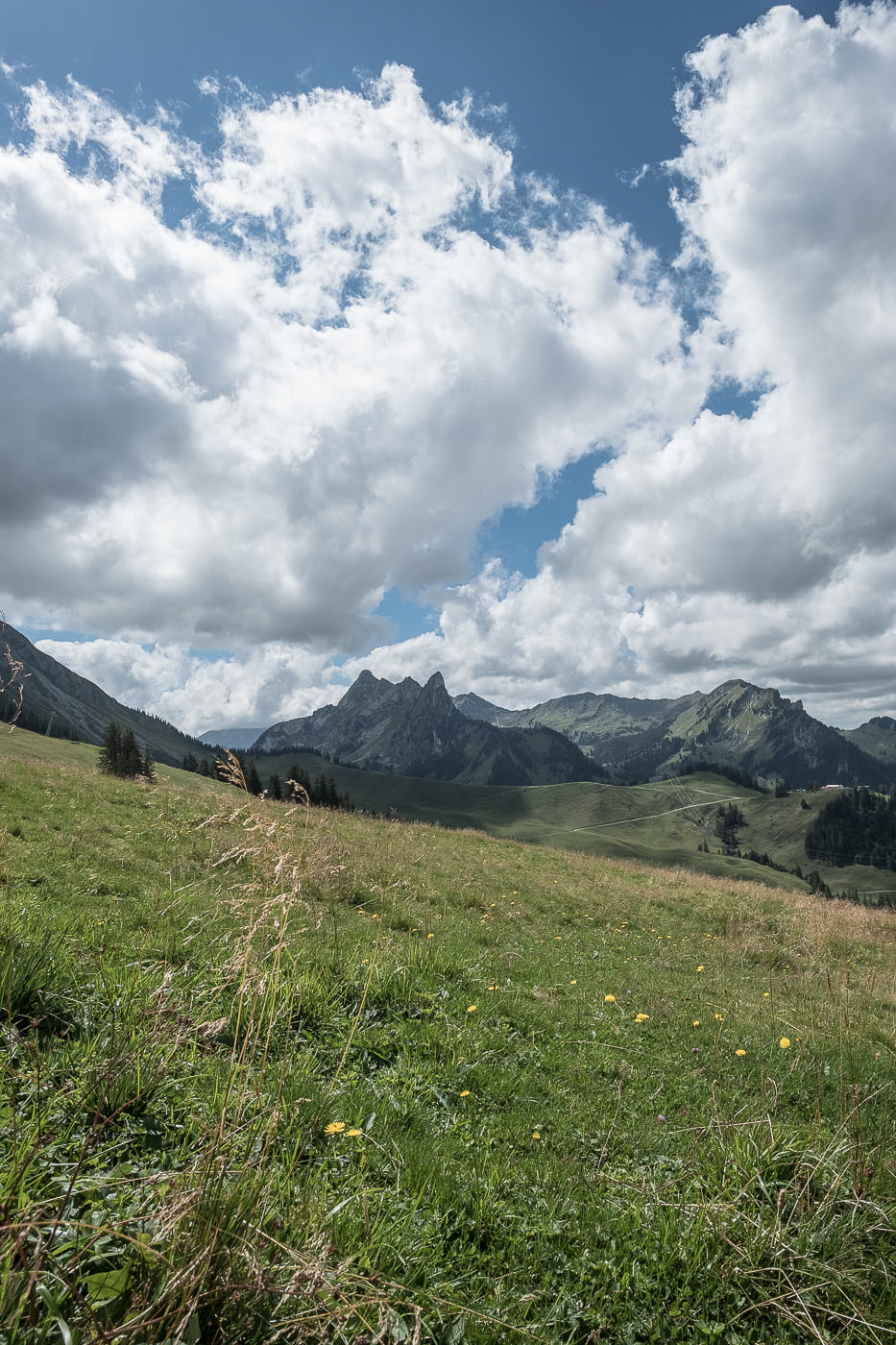 Blick auf die Gastlosen Bergkette Fribourg