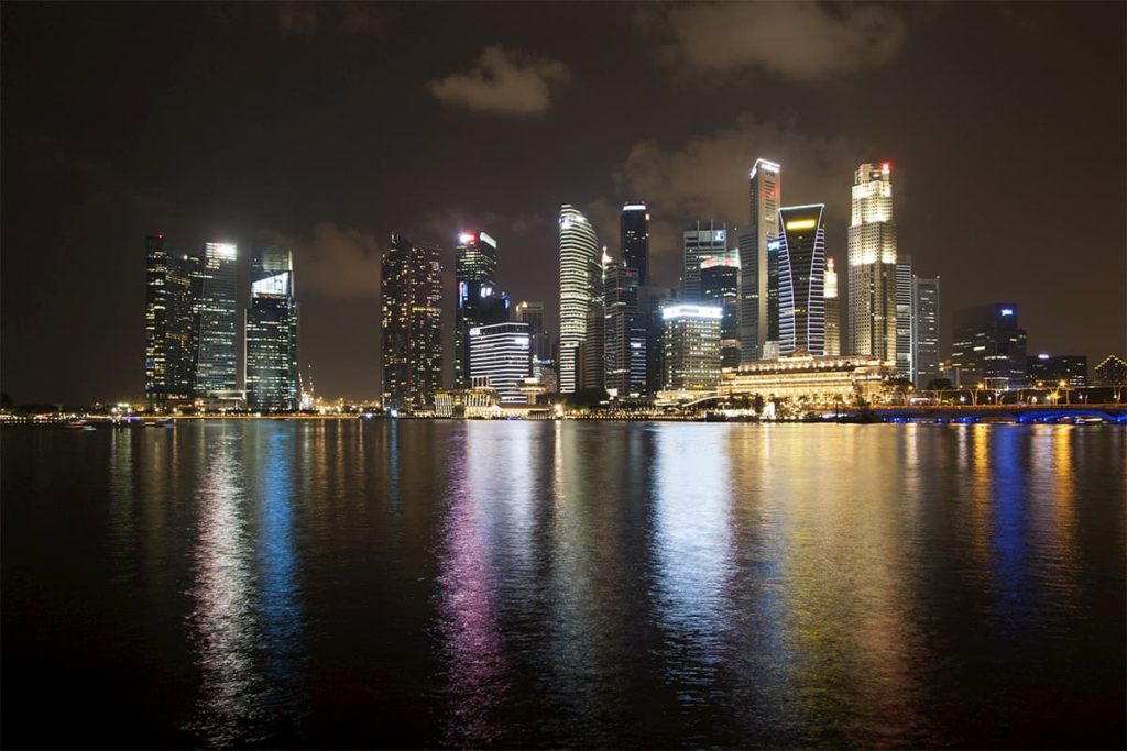 Skyline of Singapore by night