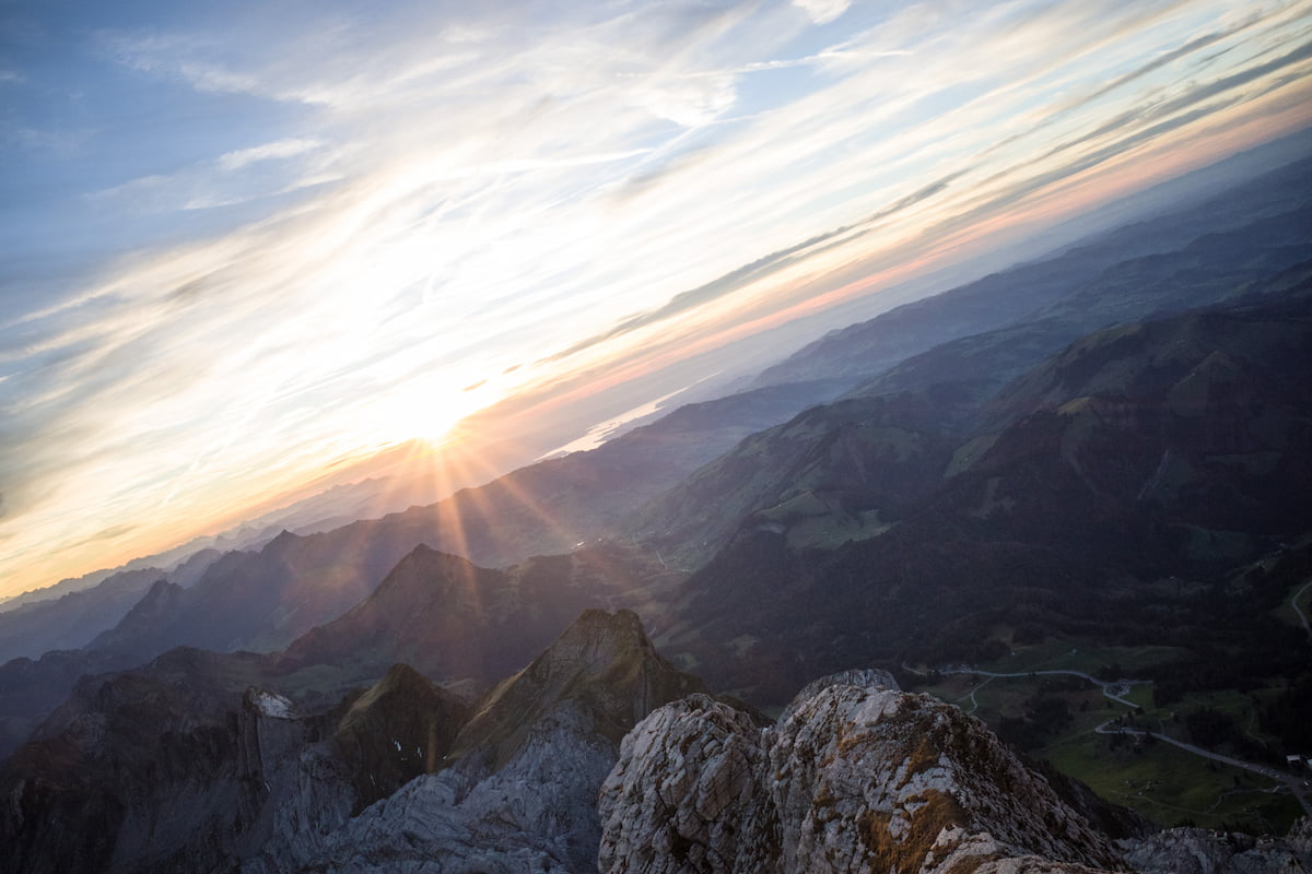 Sonnenuntergang über das Schweizer Mittelland